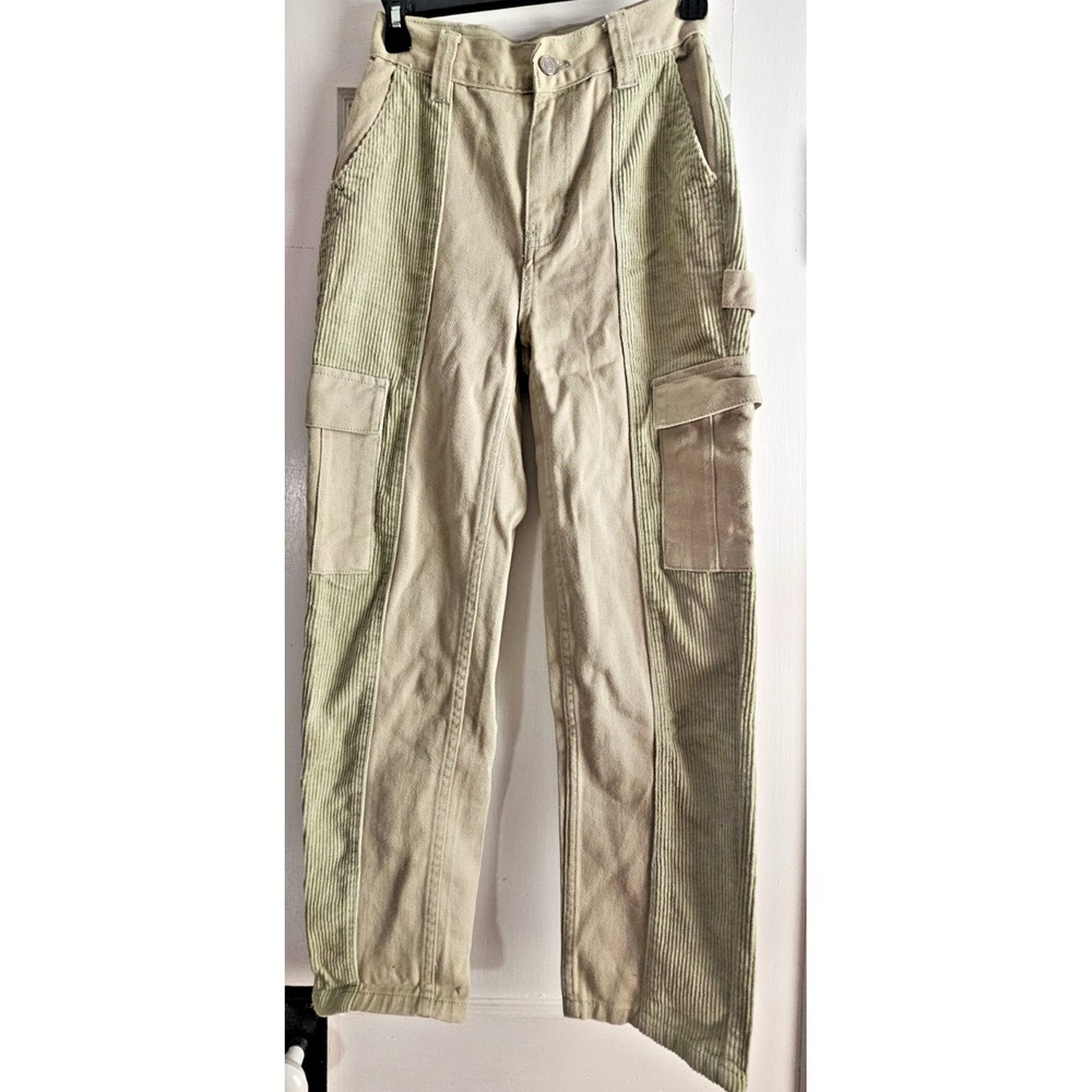 pacsun Corduroy + denim two-tone patch work high rise carpenter woman's 23